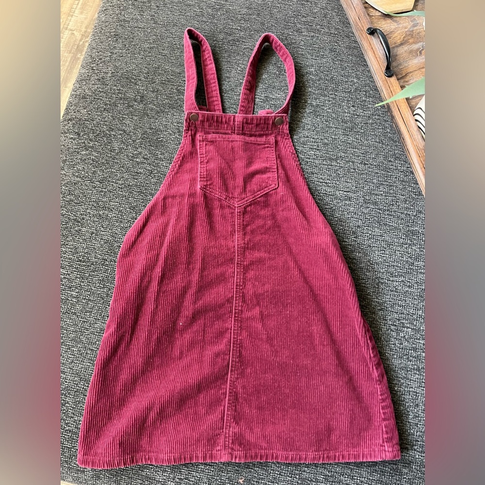 Kendall & Kylie Maroon Corduroy Overall Fall Dress